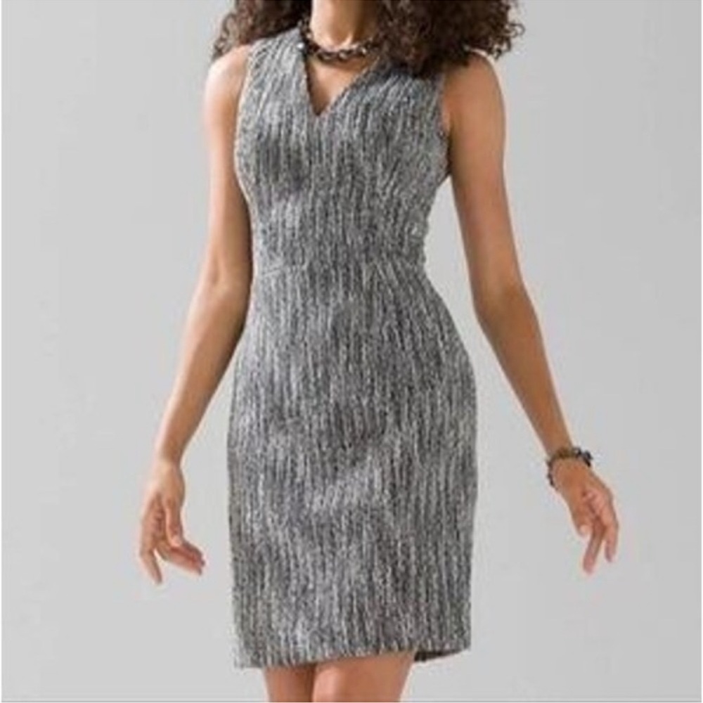 White‎ House Black Market Tweed Sheath V-Neck Dress Boucle Career Classic 6 NWT